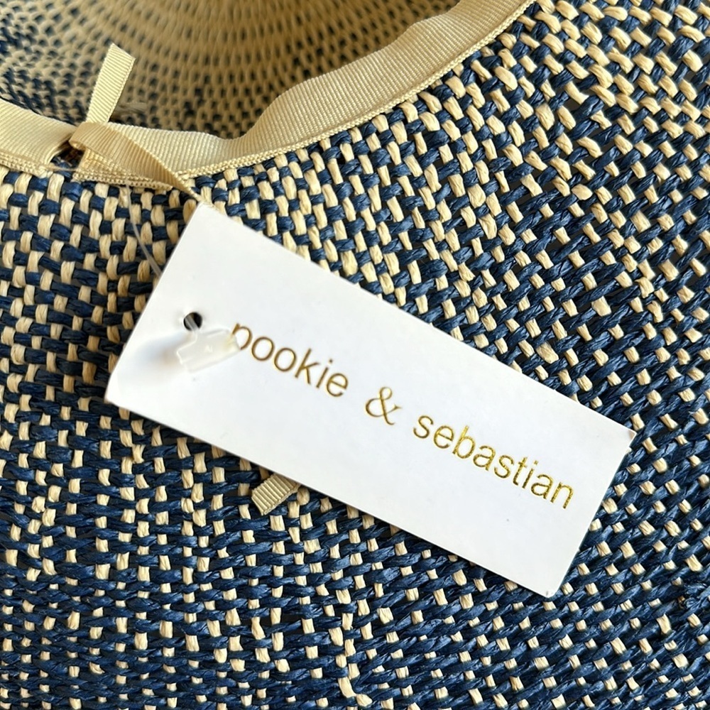 Pookie & Sebastian navy and beige round crown hat - Picture 4 of 6